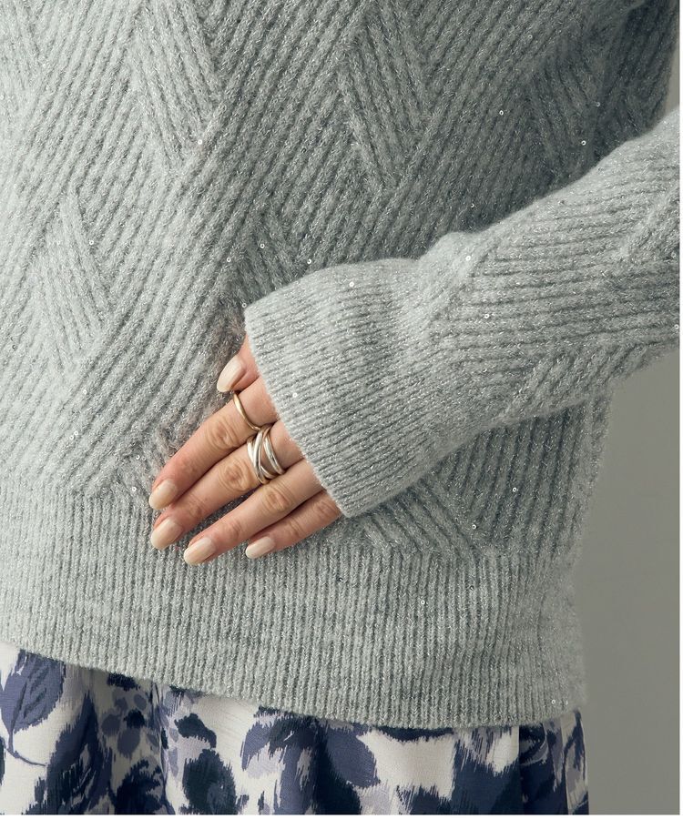 YECCA VECCA「ダイヤ柄スパンコールニット」|ニット・セーター|