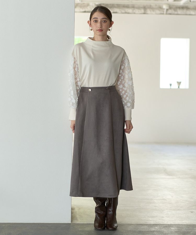 YECCA VECCA「金釦デザインAラインスカート」|フレア|