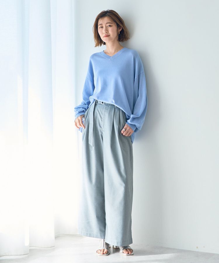 Editt by YECCA VECCA「Vネック袖シアーニット」|ニット・セーター|