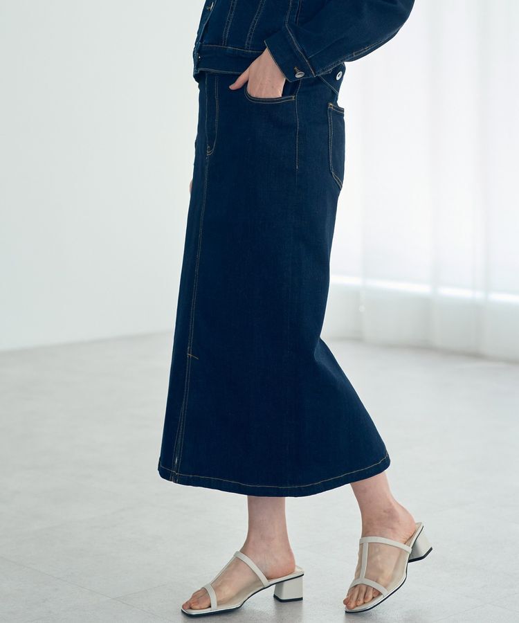 YECCA VECCA「ハイウエストデニムスカート」|タイト|