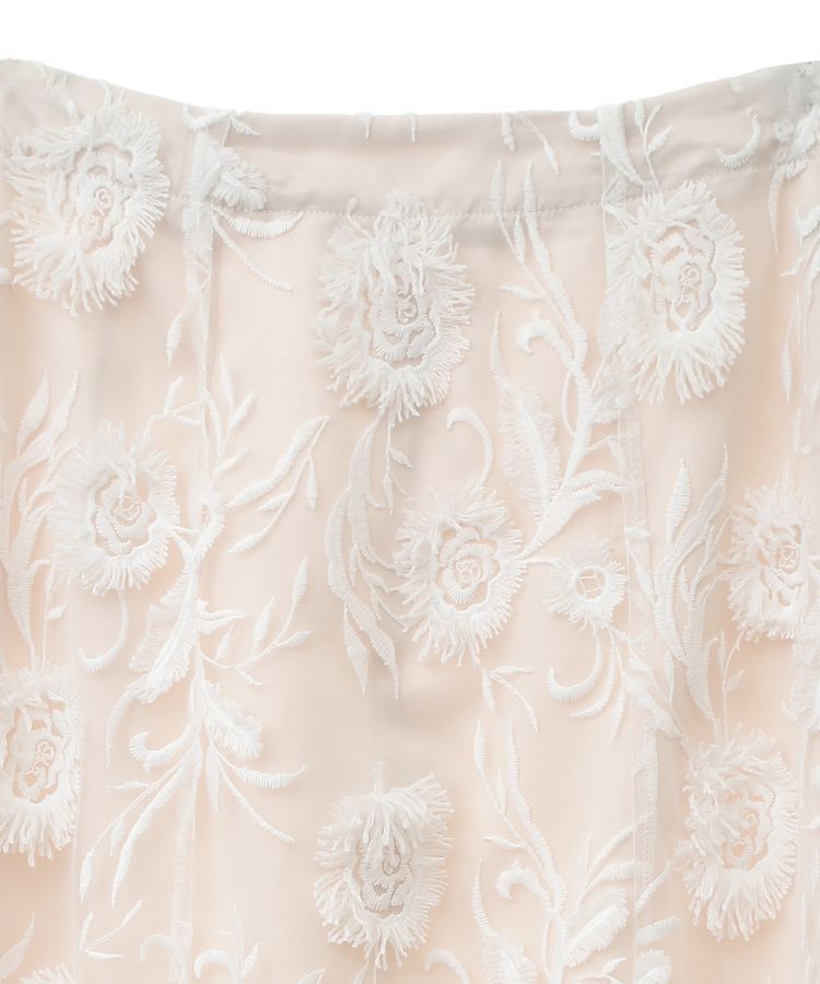 YECCA VECCA「フラワーエンブロイダリーチュールスカート」|フレア|