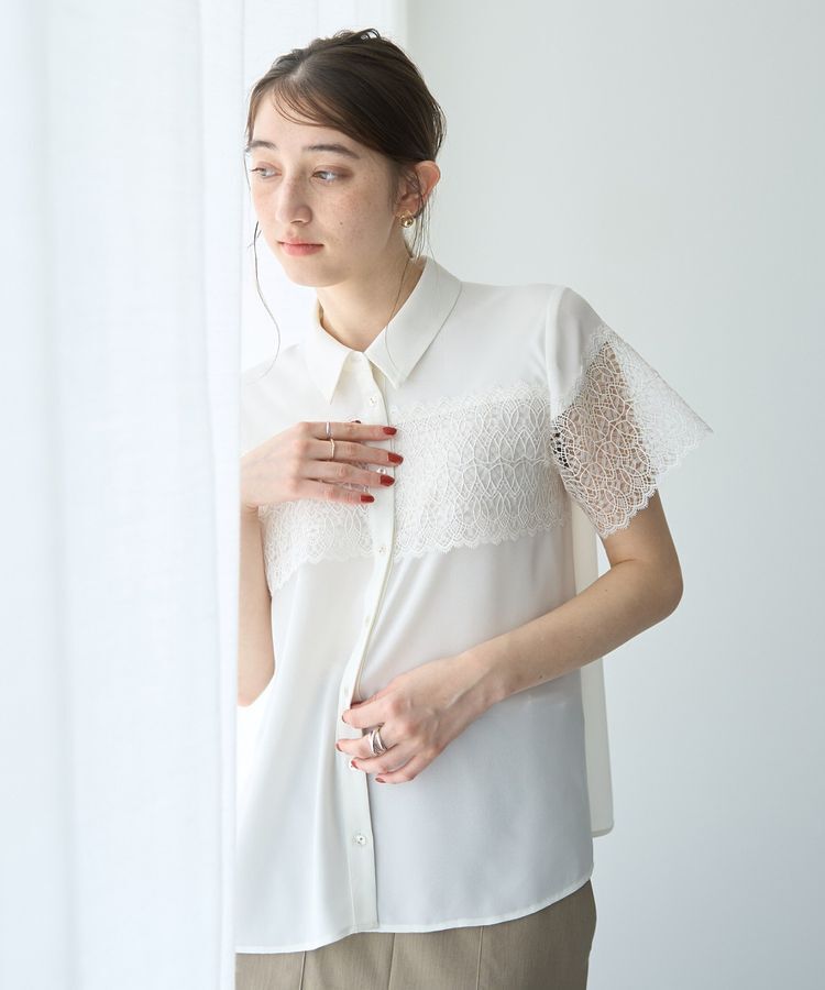YECCA VECCA「レースMIXブラウス」|シャツ・ブラウス|