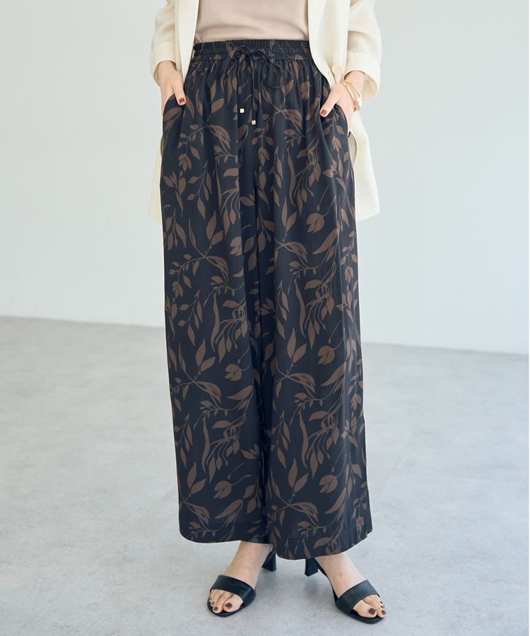 YECCA VECCA「アートプリントスリットワイドパンツ」|その他|Dark Brown