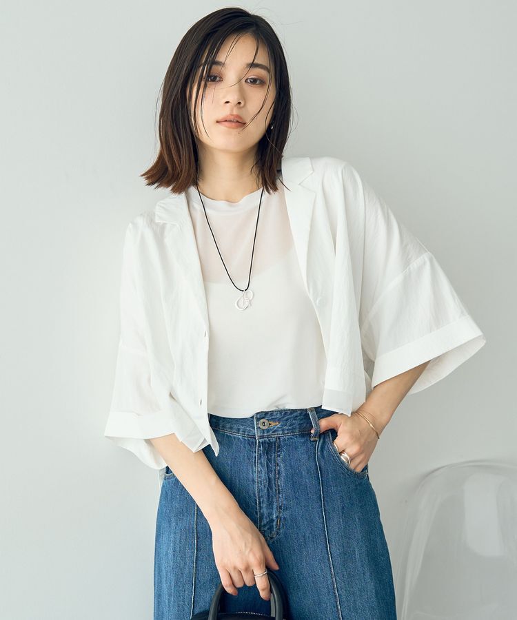 Editt by YECCA VECCA「【接触冷感】クロップドデザインジャケット」|テーラードジャケット|