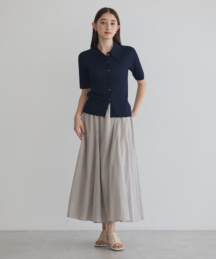 YECCA VECCA「綿レーヨンギャザーロングスカート」|フレア|