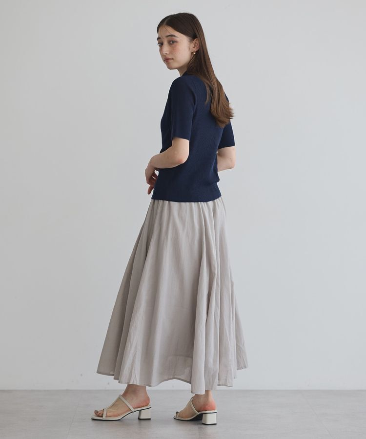 YECCA VECCA「綿レーヨンギャザーロングスカート」|フレア|