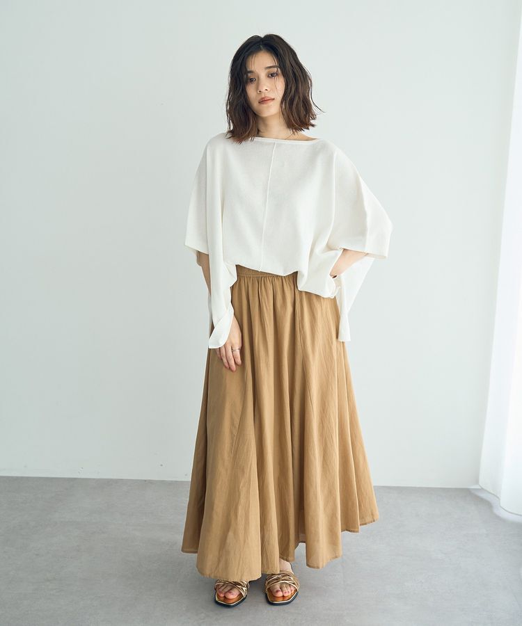 YECCA VECCA「綿レーヨンギャザーロングスカート」|フレア|