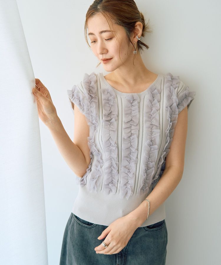 YECCA VECCA「2wayチュールフリルニット」|ニット・セーター|