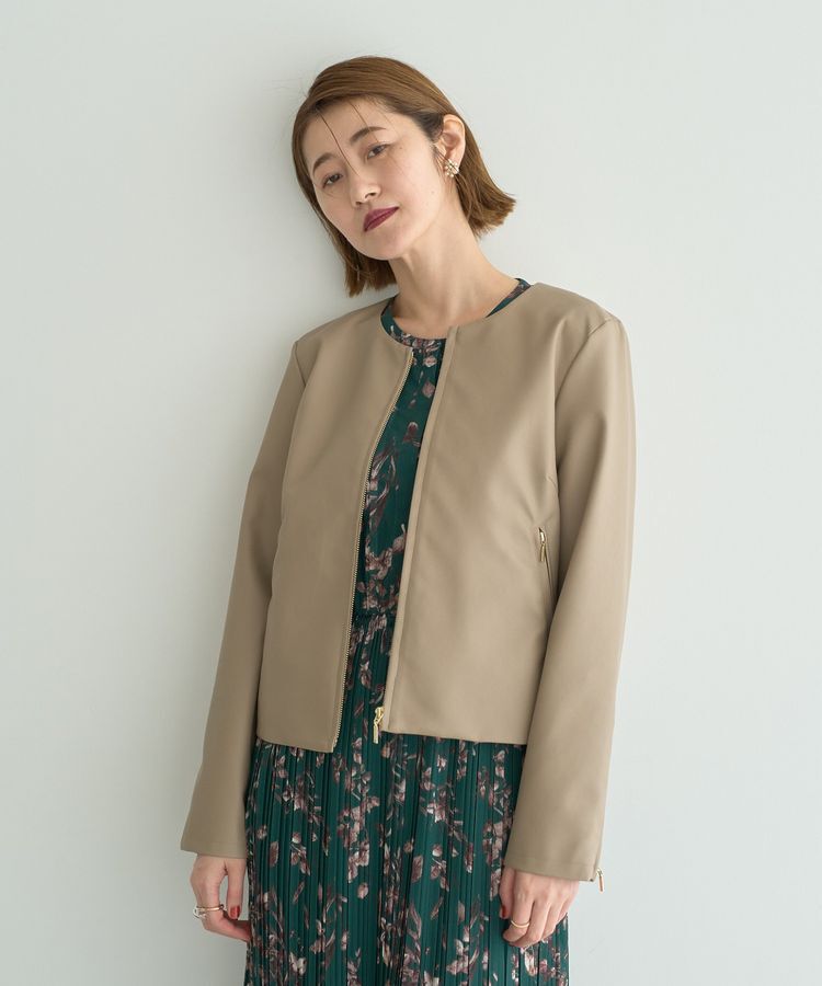 YECCA VECCA「ノーカラーライダースジャケット」|テーラードジャケット|