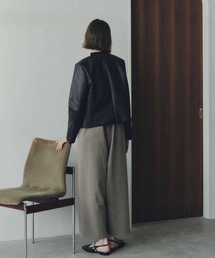 YECCA VECCA「ノーカラーライダースジャケット」|テーラードジャケット|