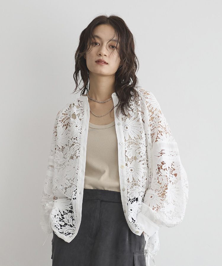 GARAGE OF GOOD CLOTHING「ライン入レースブラウス4」|シャツ・ブラウス|White