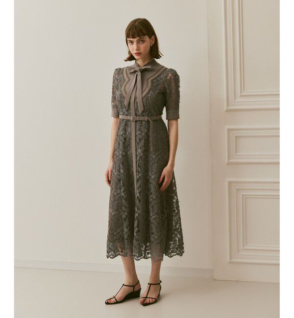 LOULOU WILLOUGHBY「【LOULOU WILLOUGHBY】チュールレースワンピース」|ワンピース|グレージュ