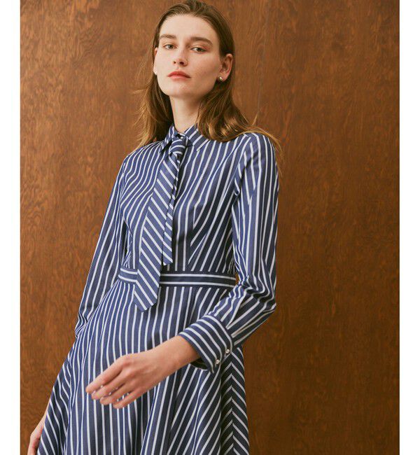 allureville「ストライプアシメフレアシャツワンピース」|ワンピース|