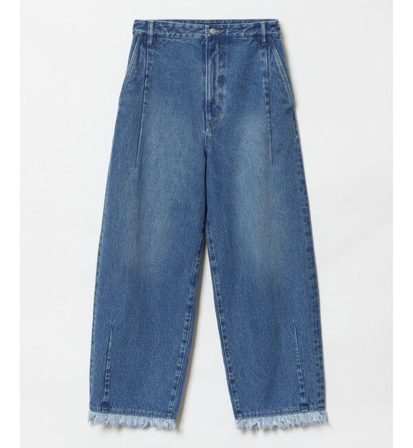 allureville「デニムフリンジヘムオーバルパンツ」|デニム|