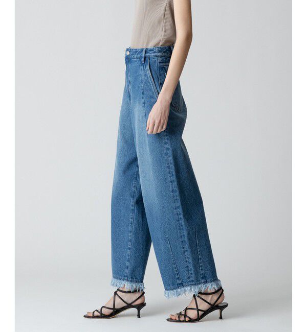 allureville「デニムフリンジヘムオーバルパンツ」|デニム|