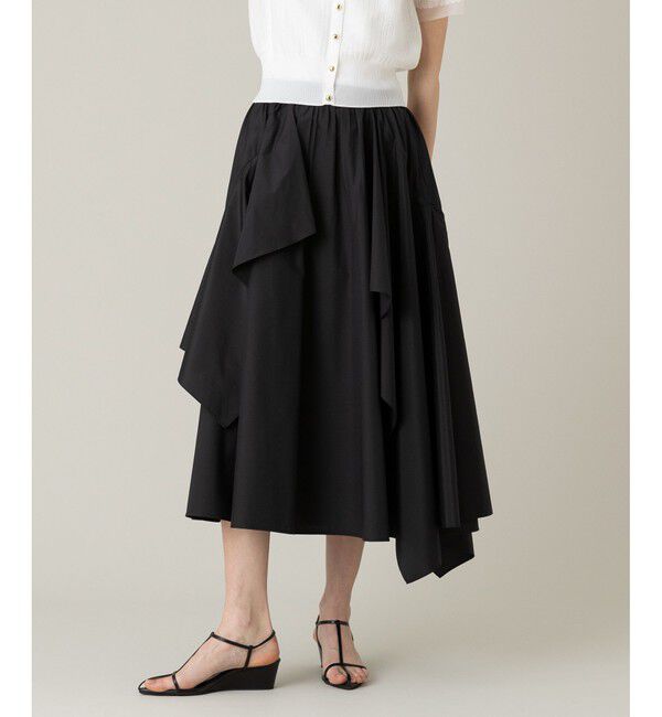 LOULOU WILLOUGHBY「【LOULOU WILLOUGHBY】イレギュラーラッフルスカート」|フレア|ブラック