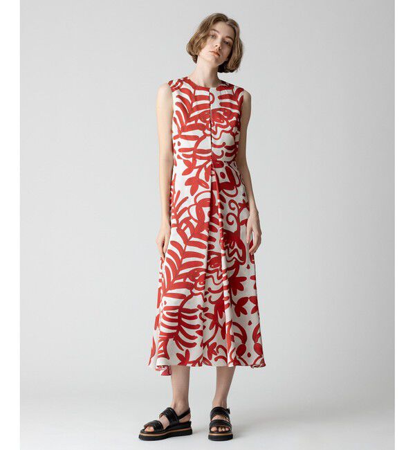 allureville「ペインティングフラワープリントタックワンピース」|ワンピース|