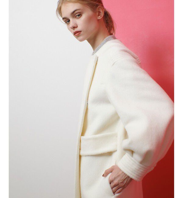 LOULOU WILLOUGHBY「【LOULOU WILLOUGHBY】モヘヤシャギーミドルコート」|ノーカラーコート|