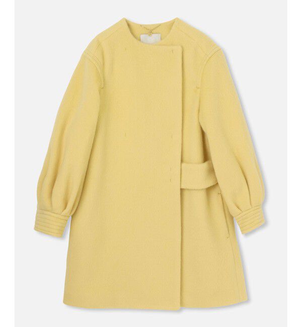 LOULOU WILLOUGHBY「【LOULOU WILLOUGHBY】モヘヤシャギーミドルコート」|ノーカラーコート|イエロー