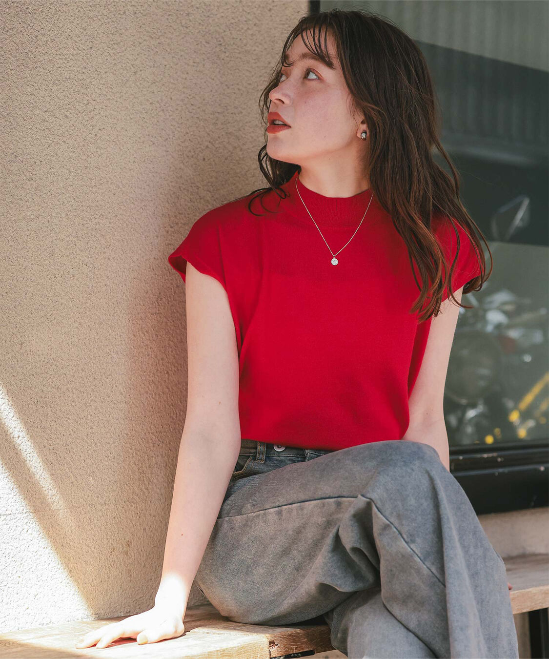 titivate「ベーシックフレンチスリーブライトニット」|ニット・セーター|