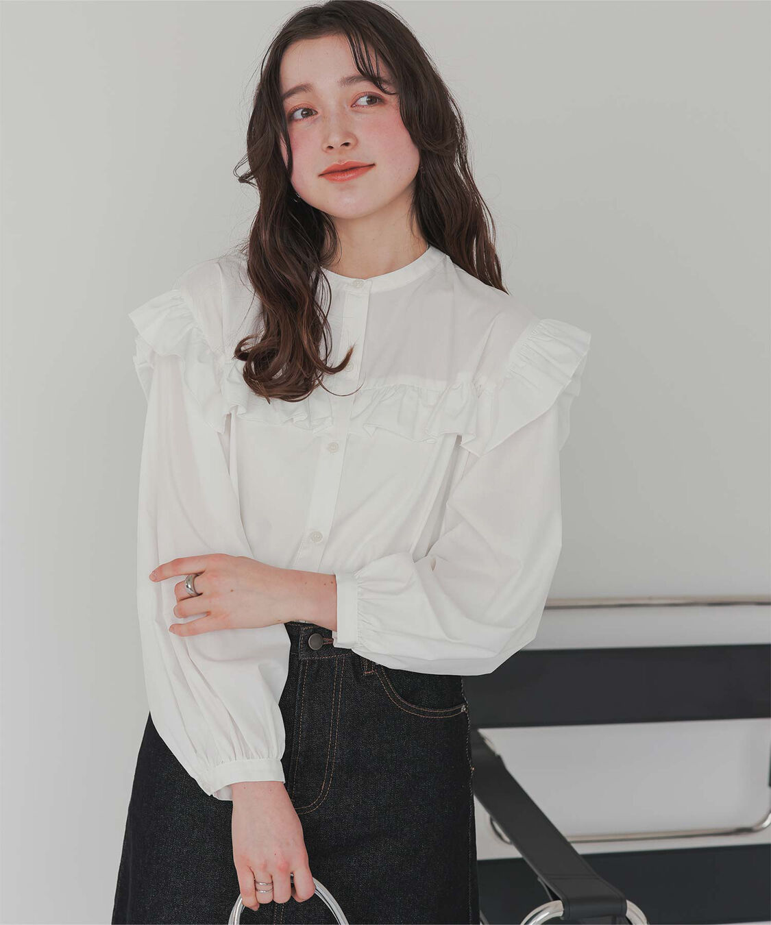 titivate「ボリュームスリーブフリルブラウス」|シャツ・ブラウス|オフホワイト
