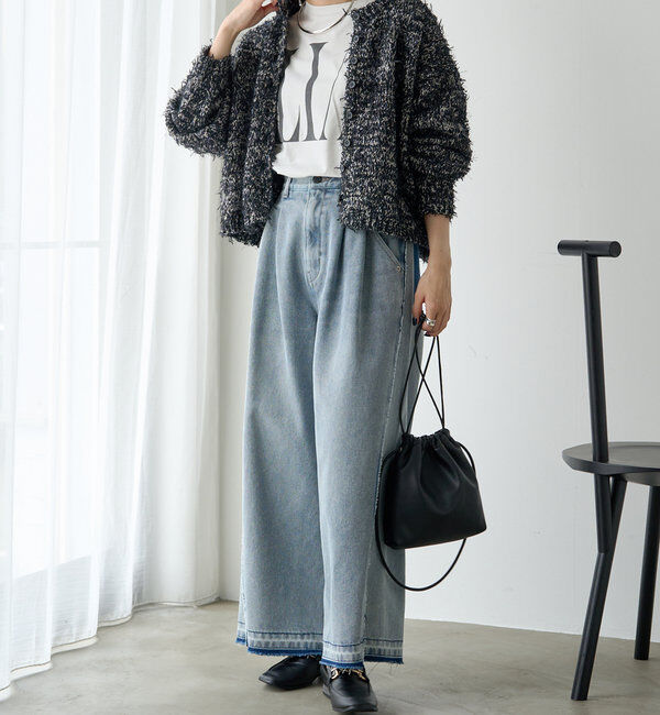  「異素材MIXリボンテープヤーンカーディガン」|カーディガン|