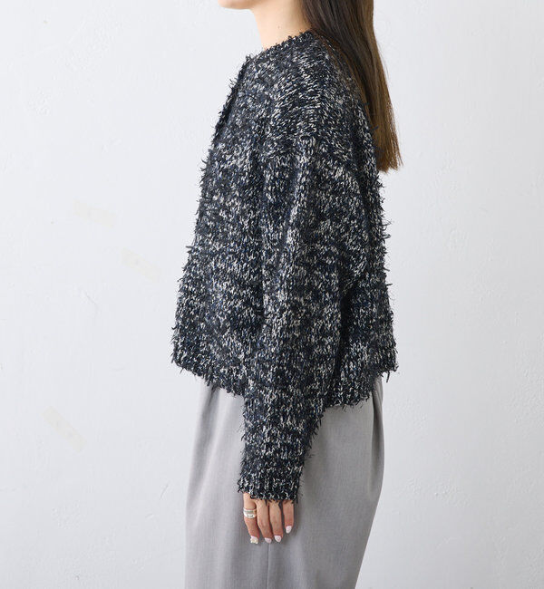  「異素材MIXリボンテープヤーンカーディガン」|カーディガン|