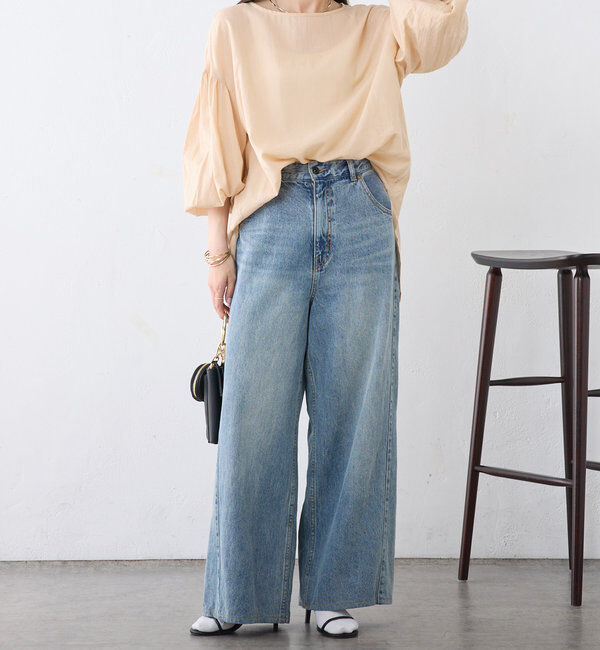  「【WEB限定】コットンガーゼ袖シャーリングプルオーバー」|シャツ・ブラウス|