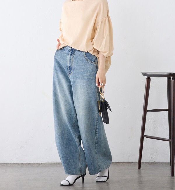  「【WEB限定】コットンガーゼ袖シャーリングプルオーバー」|シャツ・ブラウス|