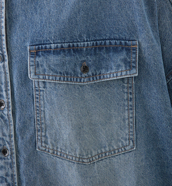  「【年間総売上１位！】ヴィンテージライクデニムバンドカラーシャツ」|シャツ・ブラウス|