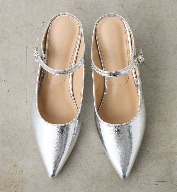  「ポインテッドトゥヒールミュール」|その他|シルバー