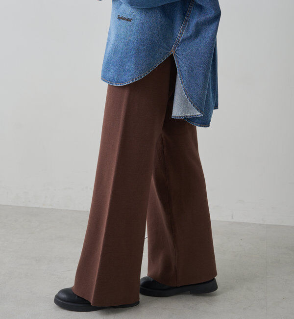  「ミラノリブニットフレアパンツ」|その他|ブラウン