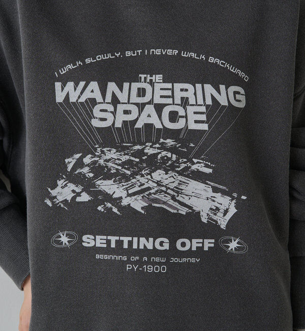  「ヴィンテージライクスペースプリント裏起毛スウェット」|プルオーバー|