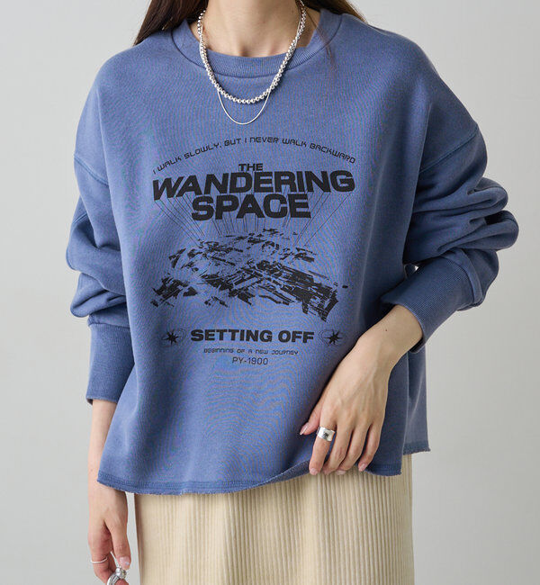  「ヴィンテージライクスペースプリント裏起毛スウェット」|プルオーバー|