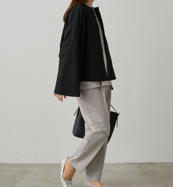  「【Du noir】ノーカラーペプラムシルエットジャケット」|テーラードジャケット|