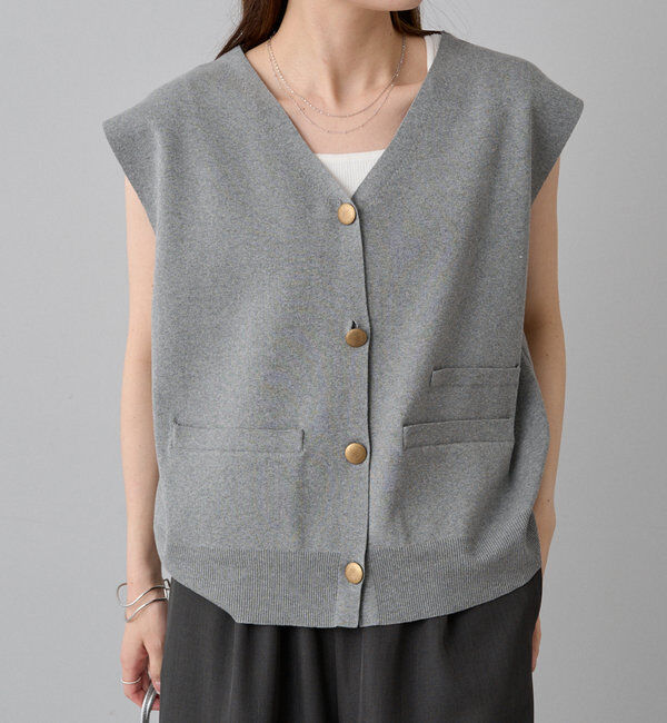  「【Du noir】ニットジレベスト」|ニット・セーター|グレー