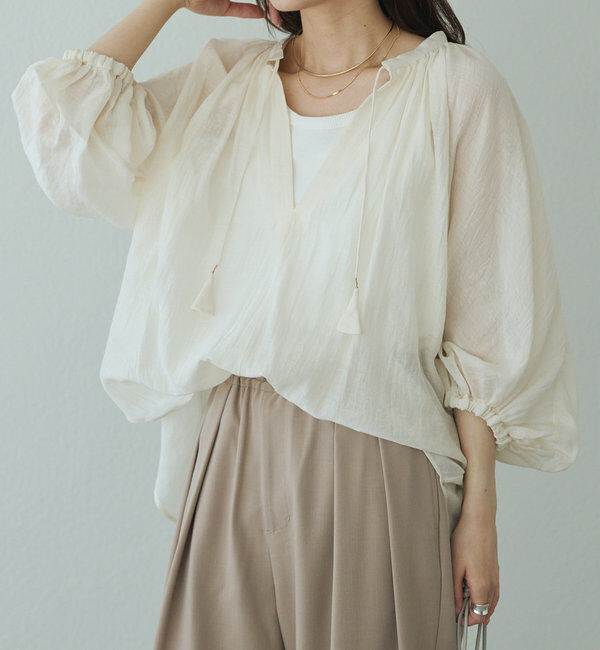  「【25th】シアーシルクコットンスキッパーブラウス」|シャツ・ブラウス|