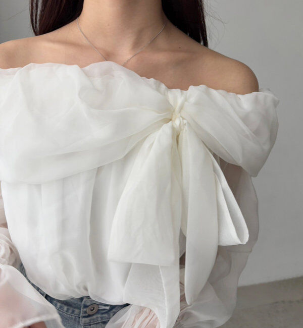  「オフショルリボンブラウス」|シャツ・ブラウス|