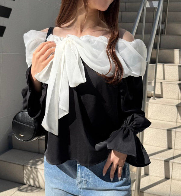  「オフショルリボンブラウス」|シャツ・ブラウス|