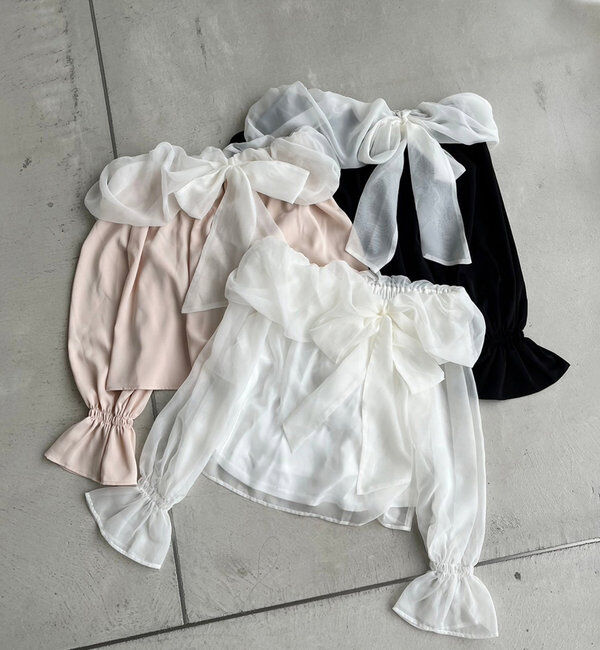  「オフショルリボンブラウス」|シャツ・ブラウス|