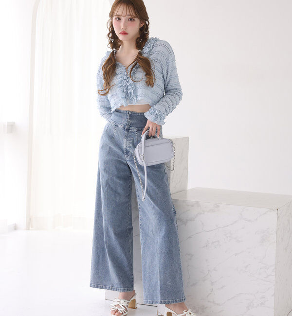  「バックレースアップワイドデニムパンツ」|その他|