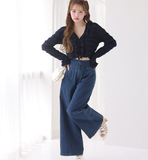  「バックレースアップワイドデニムパンツ」|その他|