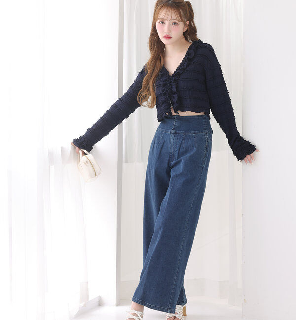 「バックレースアップワイドデニムパンツ」|その他|