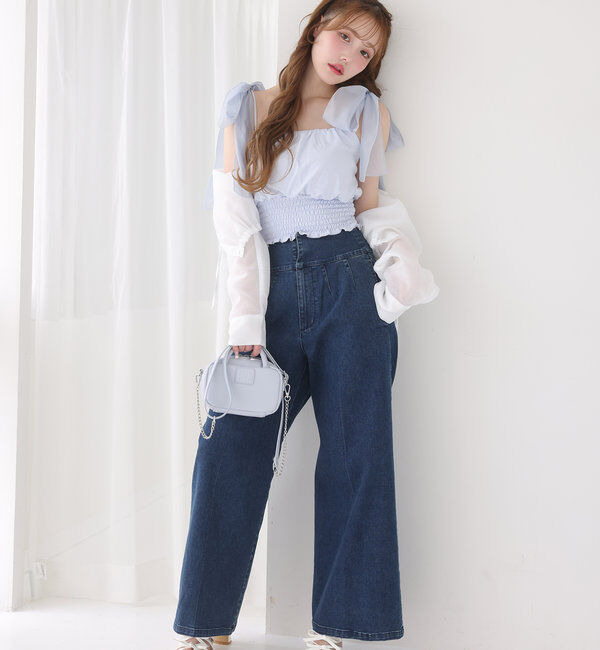  「バックレースアップワイドデニムパンツ」|その他|