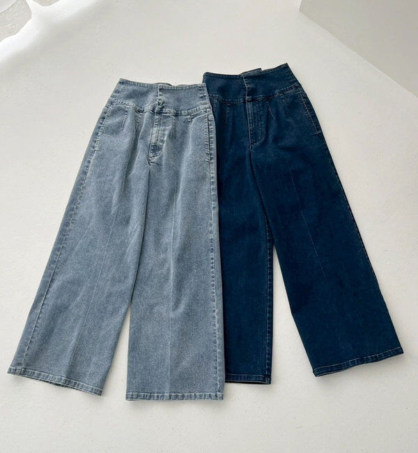  「バックレースアップワイドデニムパンツ」|その他|