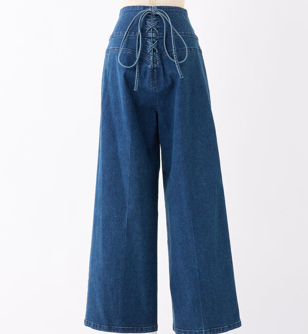  「バックレースアップワイドデニムパンツ」|その他|