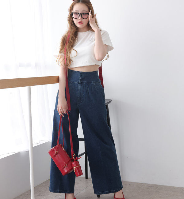  「バックレースアップワイドデニムパンツ」|その他|