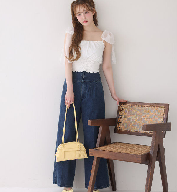  「バックレースアップワイドデニムパンツ」|その他|