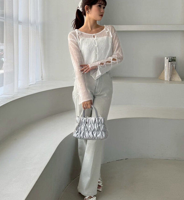  「インナー&times;袖リボンカーデアンサンブル」|ニット・セーター|