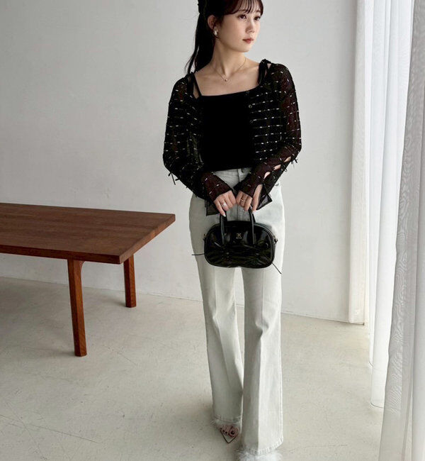  「インナー&times;袖リボンカーデアンサンブル」|ニット・セーター|